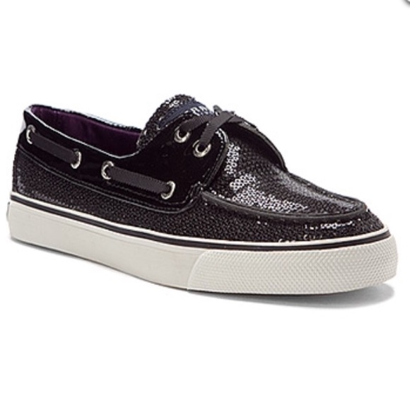 Sperry Shoes - Sperry Top-Sider Bahama Glitter Black Boat Shoes